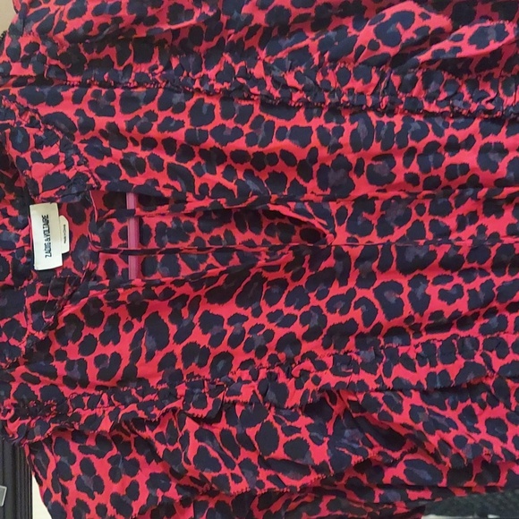 ZADIG & VOLTAIRE Tibo Leopard Print Red Black Ruffle Blouse Top Sz M - Picture 12 of 16